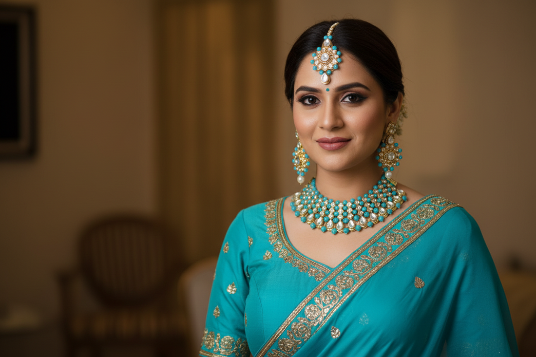 Blue Kundan  Bridal Choker Set
