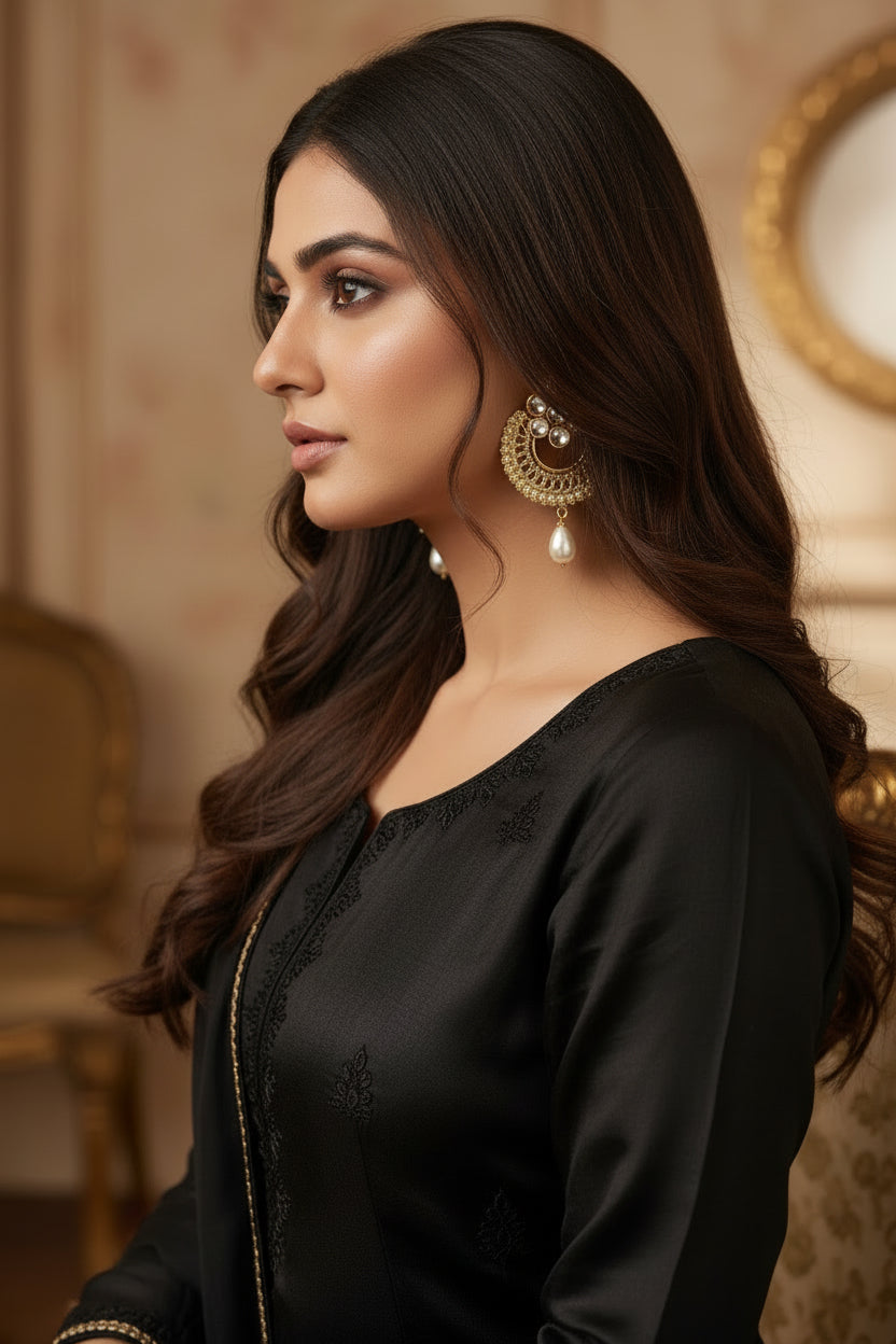 Gold Plated Kundan Pearl Drop Chandbali Earrings combo of 2