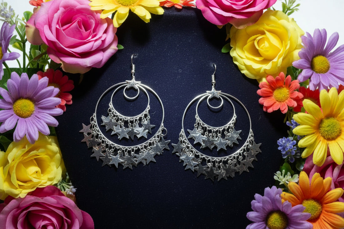 Celestial Star Cascade Hoop Earrings