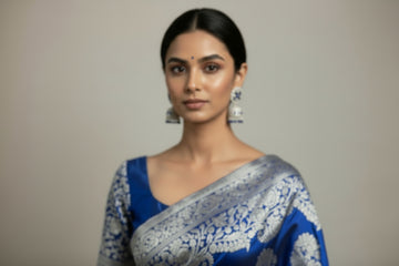 Royal Blue & Silver Oxidized Jhumka Earrings(buy 1 get 1)