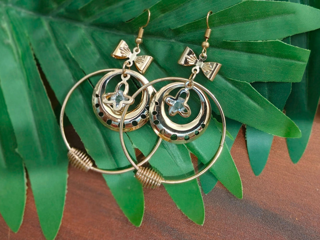 Bow Charm Double Hoop Earrings