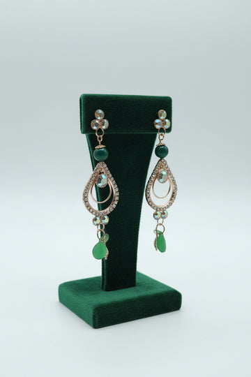 Emerald Green Statement Dangle Earrings pack of 2