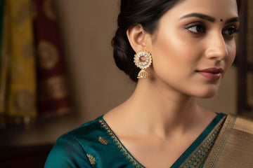 Rose Gold Crystal Halo Jhumka Earrings( 2pair Pack )