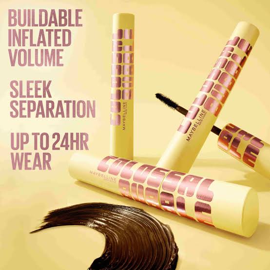 Maybelline New York Colossal Bubble Waterproof Mascara - Noir Black, Long Lasting Volumizing Eye Makeup