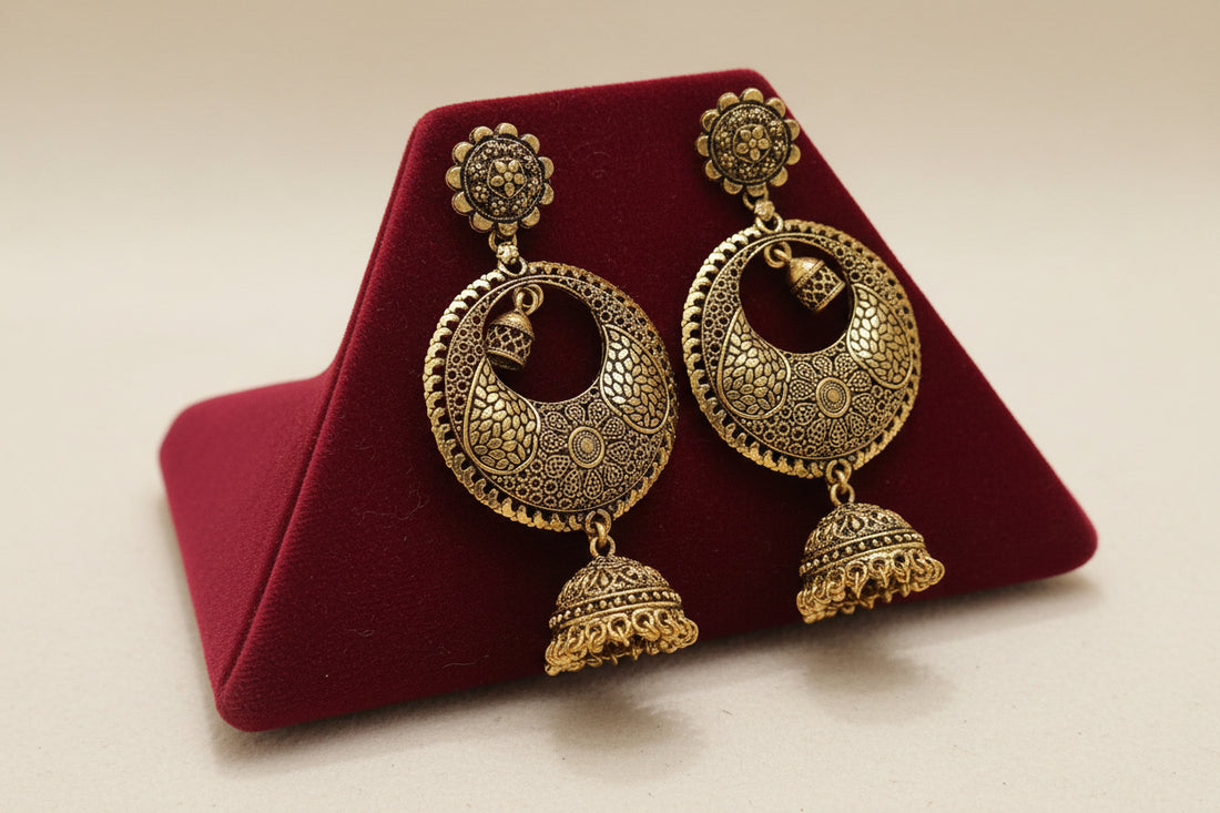 Gold Chandbali Jhumki pack of 2
