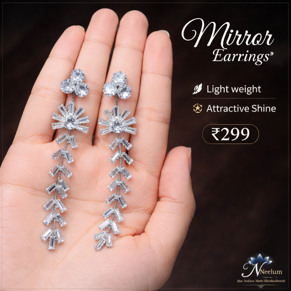 Crystal Drop Mirror Earrings pack of 2