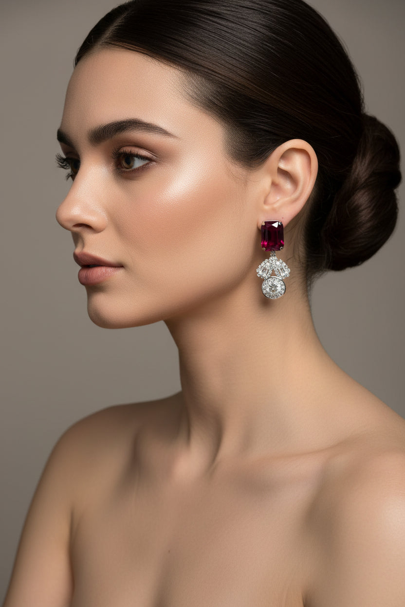 Ruby Crystal Drop Earrings